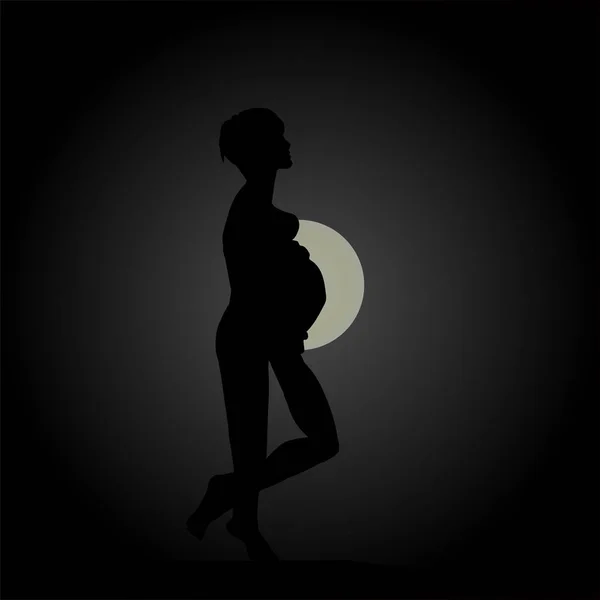 Těhotná Dívka Pod Měsícem — Stock fotografie