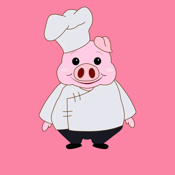 Year Pig Cook Pig Isolated Background Icon — ストック写真