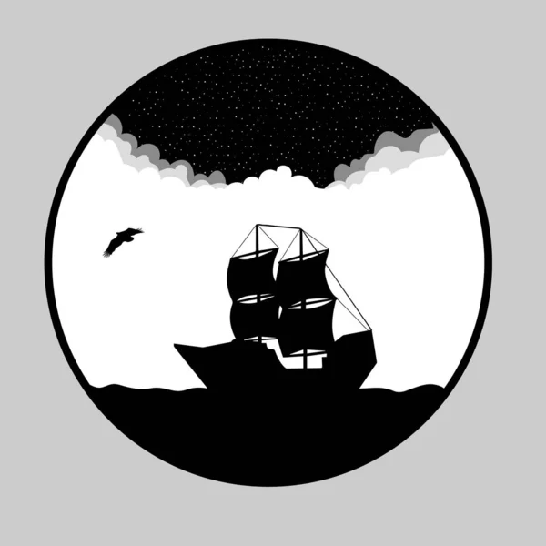 Pirate Ship Icon Isolated White Background Flat Design Vector Illustration — Stock Photo, Image