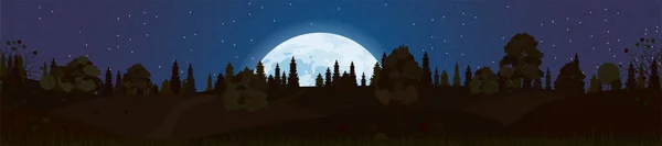 Őszi Panoráma Tájkép Éjszakai Égbolton Ősszel Moonrise Vidéken Elesett Levelek — Stock Fotó