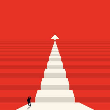 İş konsepti. Oku doğrultuyorum. Kayda değer bir yer. Minimalizmin stili. Kariyer büyümesinin sembolü. Minimalizmin stili. Vektör illüstrasyonu.