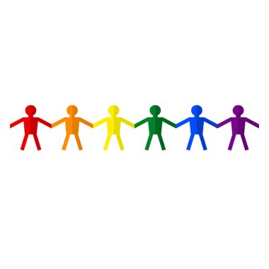 LGBT insanlarının el ele tutuşması. İğne. Lezbiyen, eşcinsel, biseksüel ve transseksüel insanlar için tüm fırsatların simgesi