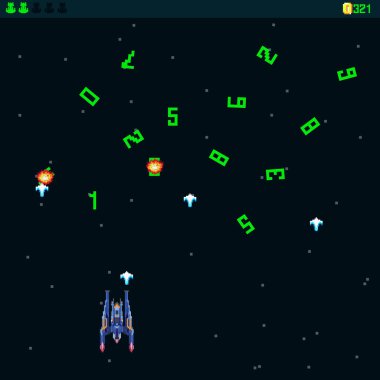 Arcade Retro video oyunu, 8 bit, atari salonu savaş gemileri, çekim, harita geçmişi, tasarım illüstrasyonu. Yıldızların altında savaşıyor. Eski bilgisayar oyunları.