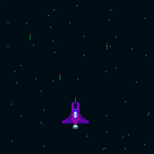 Arcade Retro video game, 8 bit, arcade warships, shooting, map background. Battles under the stars. Old computer games.