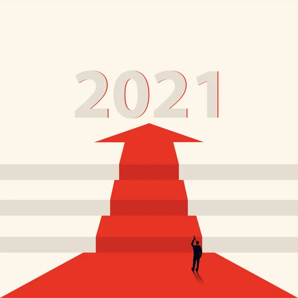Koncepcja Pomysłów Biznesowych 2021 Roku Możliwości Biznesowe Lub Koncepcja Przeszkody — Zdjęcie stockowe