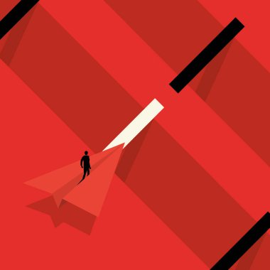 İş fırsatı, yol seçimi ya da engel kavramı. İş adamları için fikirler var. Eylem ve gelecekteki kariyer stratejisi başarılı. Minimalist tasarım, Vektör