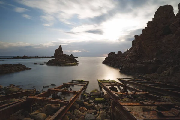 Gün Batımında Deniz Manzarası Cabo Gata Almeria Spanya — Stok fotoğraf