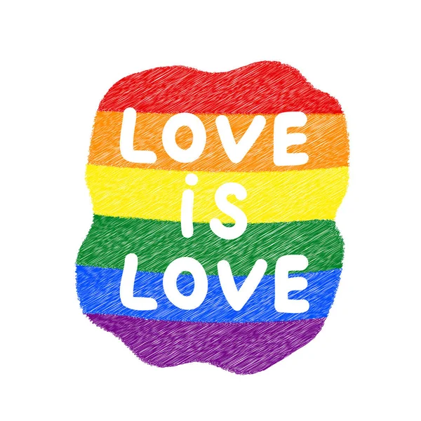 Liebe ist Liebe Plakatspruch mit Regenbogenspektrum — Stockvektor
