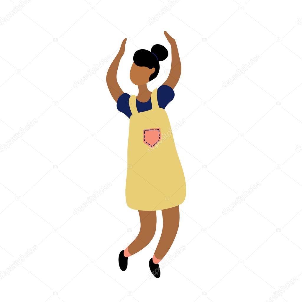 Young dancing tiny stylish black woman
