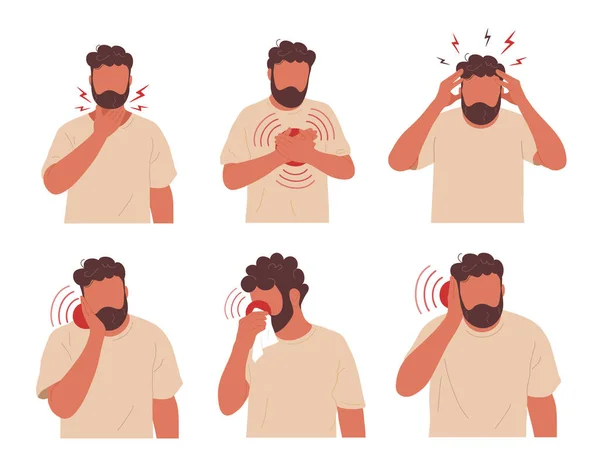 Farklı acı çeken genç bir adam.