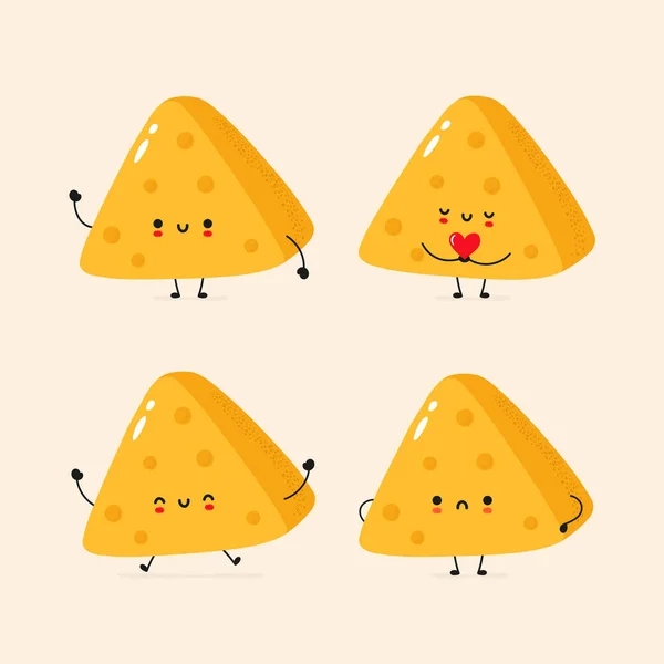 Sevimli gülümseme komik peynir koleksiyonu — Stok Vektör