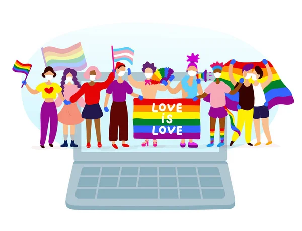 Schwulenparade auf Laptop-Bildschirm — Stockvektor