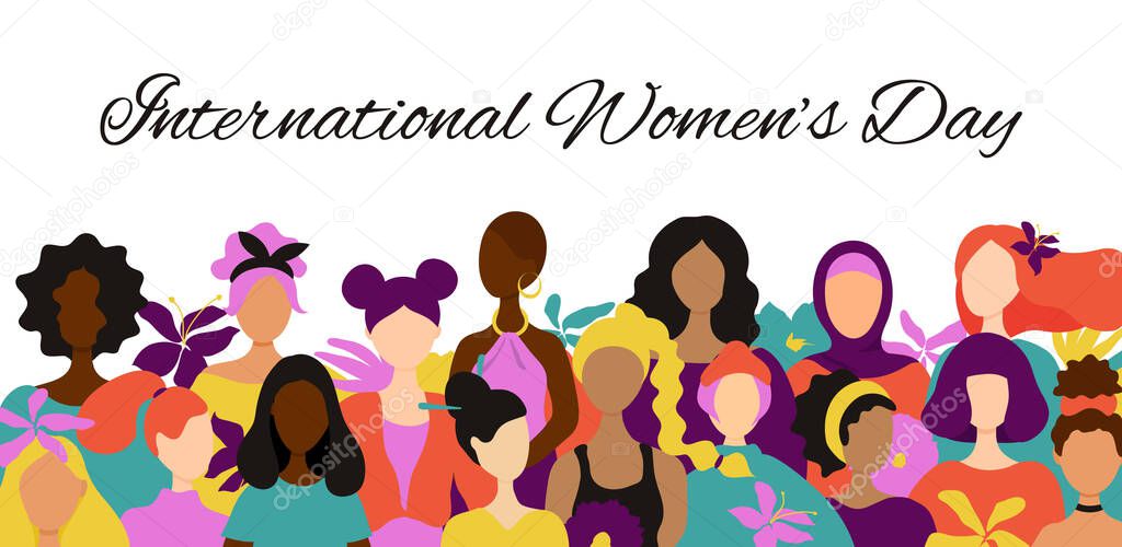 Crowd of women of different nationalities