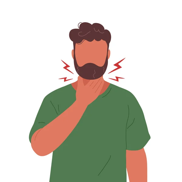 Boğazı ağrıyan bir adam boynuna dokunuyor.