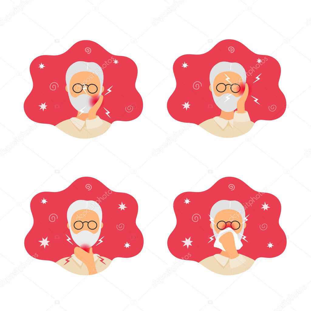 Collection of old man with different pains