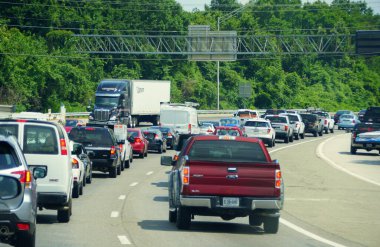 Virginia, U.S.A - June 29, 2020 - The heavy traffic into Chesapeake Bay Bridge Tunnel clipart