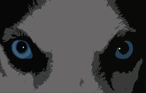 Close Blue Eyes Husky Dog Illustration — Stock Photo, Image