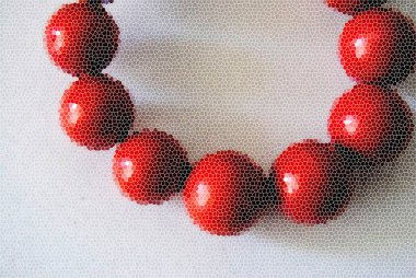 beyaz bir arka plan üzerinde kırmızı boncuk mozaik illüstrasyon 