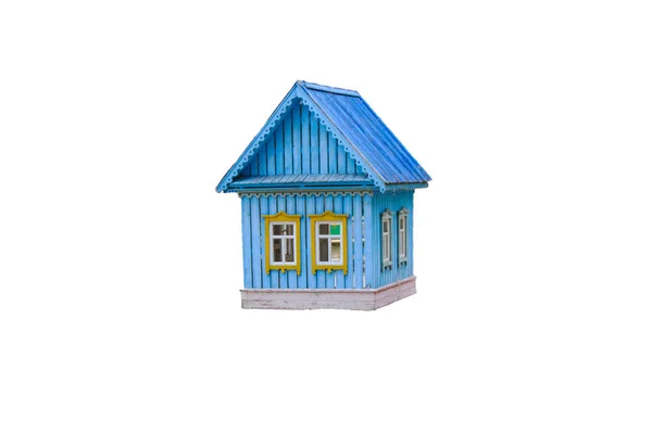 白い背景に孤立した青い家 — ストック写真