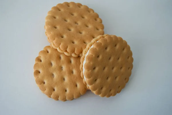 Kulaté Soubory Cookie Makra Bílém Pozadí — Stock fotografie