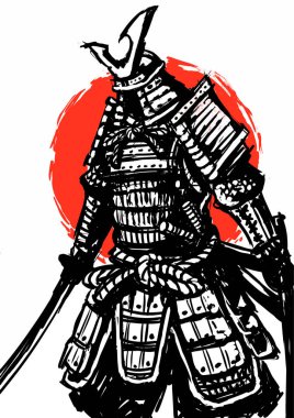 Samuray savaşçısı, Japon, illüstrasyon, vektör grafikleri