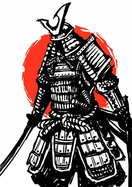 Samurai Guerriero Giapponese Illustrazione Grafica Vettoriale — Vettoriale Stock