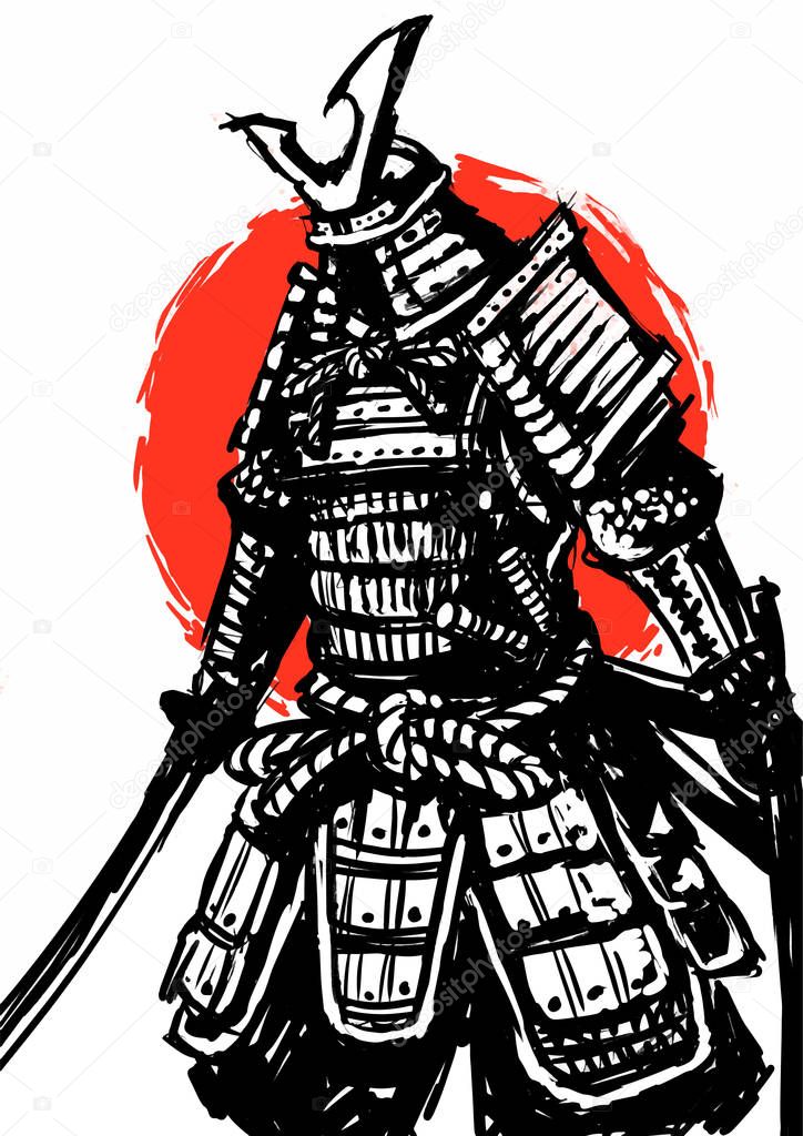 Samurai warrior, Japanese, illustration, Vector graphics