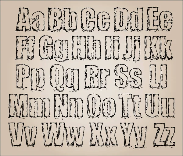 Векторне Мистецтво Начерк Стилізований Грандж Алфавіт — стоковий вектор