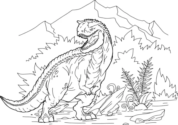 Розмальовка Розписаним Вручну Динозавром Мультиплікаційному Стилі — стоковий вектор