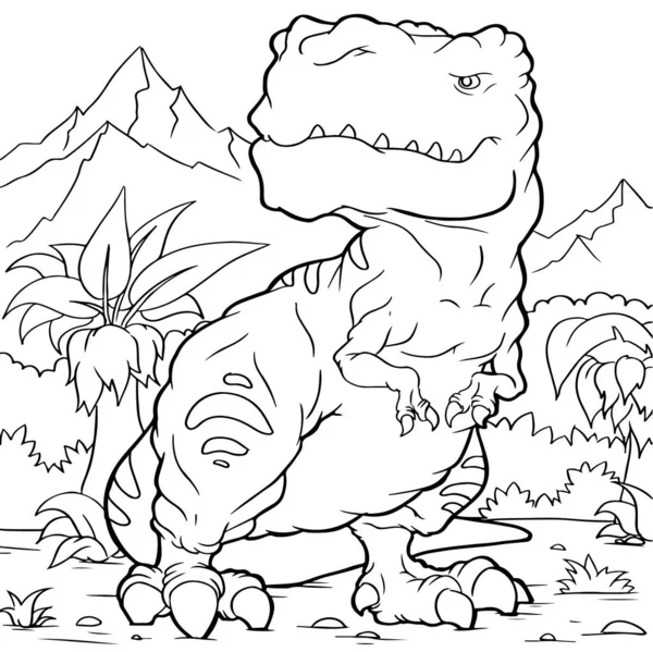 Barvicí Kniha Ručně Malovaným Dinosaurem Kresleném Stylu — Stockový vektor