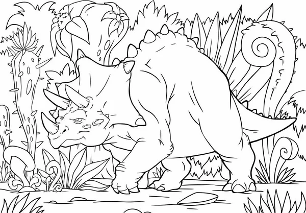 Libro Para Colorear Con Dinosaurio Pintado Mano Estilo Dibujos Animados — Archivo Imágenes Vectoriales