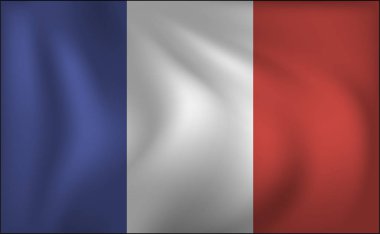 Fransa bayrağı. Gerçekçi Fransız Cumhuriyeti bayrağı sallayarak. Fransa'nın kumaş dokulu akan bayrağı.