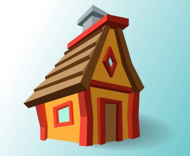 Basit bir bina. düşük poli üçgenler ve çokgenler tarzı