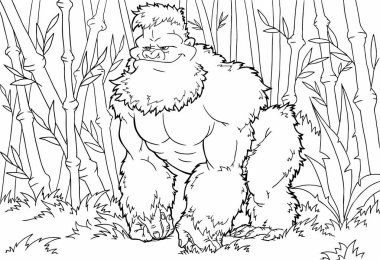 ormanda yürüyüş karikatür goril