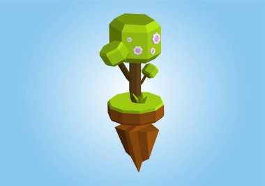 Bahar Kavramsal çokgen geometrik ağaç. Soyut vektör Çizimi, düşük poli stili. Stilize tasarım öğesi. Afiş, afiş, el ilanı, kapak, broşür için arka plan tasarımı. Logo tasarımı.