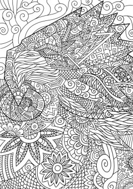 Soyut el çizilmiş desen beyaz arka plan üzerinde izole. yetişkin ve büyük çocuklar için boyama kitabı. Değiştirilebilir sanat vektör illüstrasyonu.