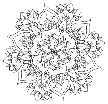 Soyut el çizilmiş çiçek beyaz arka plan üzerinde izole. yetişkin ve büyük çocuklar için boyama kitabı. Değiştirilebilir sanat vektör illüstrasyonu.