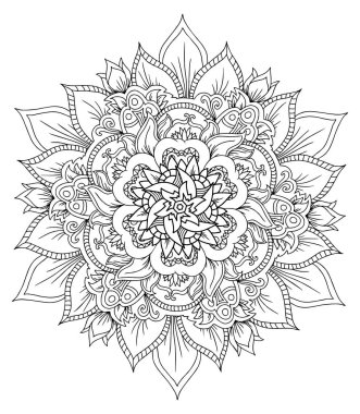 Soyut el çizilmiş çiçek beyaz arka plan üzerinde izole. yetişkin ve büyük çocuklar için boyama kitabı. Değiştirilebilir sanat vektör illüstrasyonu.