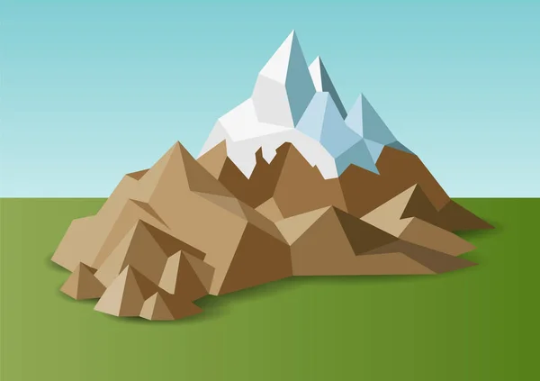 Paysage Montagnes Roche Neige Dans Style Poly Vecteur Bas — Image vectorielle