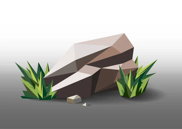 Low Poly Wektor Ilustracja Skały — Wektor stockowy