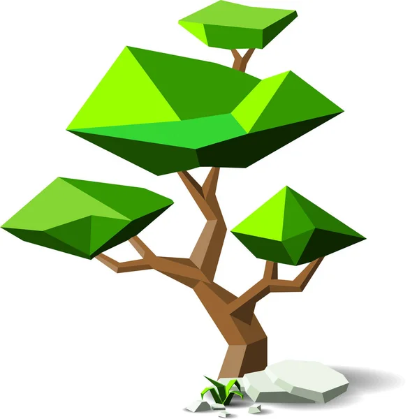 Árbol Estilo Low Poly Con Sombra — Vector de stock