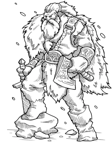 Kleurplaten Pagina Viking Zwaard Cartoon Karakter Vector Illustratie Eps10 — Stockvector