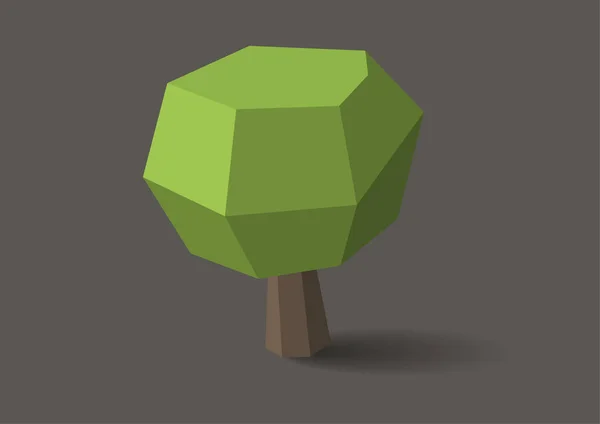 Arbre Style Low Poly Avec Ombre — Image vectorielle