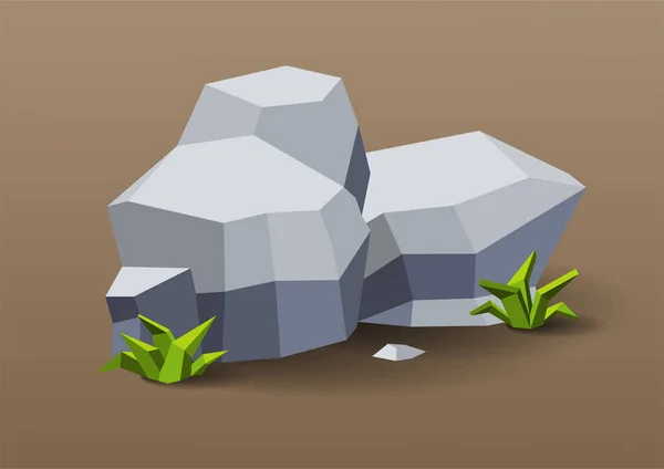 Low Poly Vector Illustration Rocher — Image vectorielle