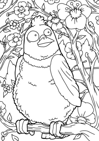 Halaman Pewarnaan Burung Gambar Tangan Stok Ilustrasi Bebas Royalti