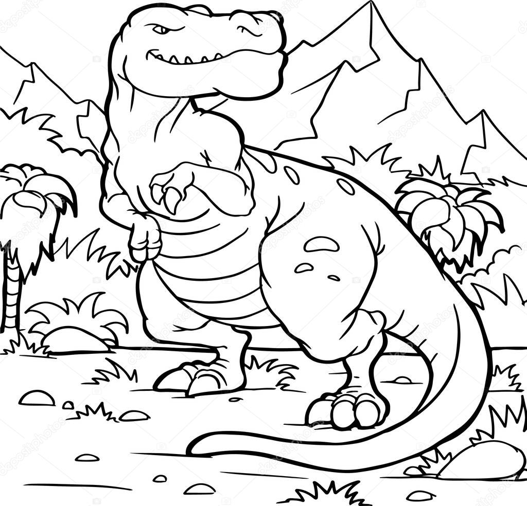 Cartoon Vector Illustration of Triceratops Dinosaur Reptile Species in Prehistoric World for Coloring Book and Education