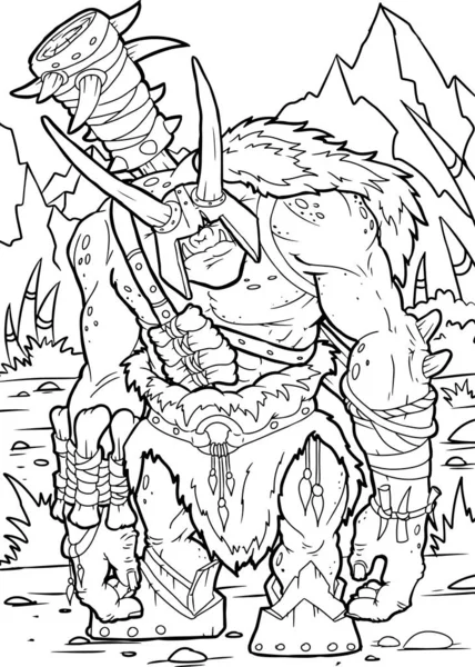 Orc Character För Målarbok Vektor Illustration — Stock vektor