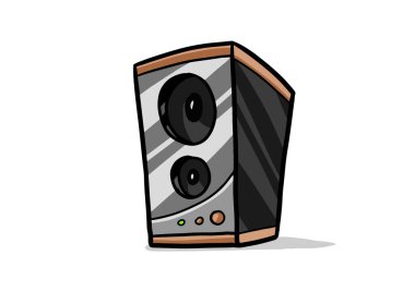 Müzik Hoparlör Ses, bir müzik hoparlörü bir el çizilmiş vektör illüstrasyon.