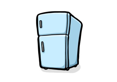 Beyaz arka plan üzerinde kabataslak buzdolabı. Serbest el çekilmiş. Vektör çizim.