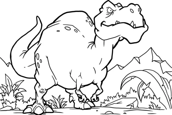 Livro para colorir ilustração do vetor de dinossauro . — Vetor de Stock